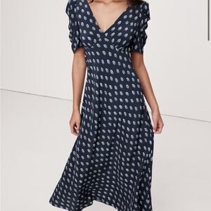 Banana Republic Patterned Navy Maxi Dress
